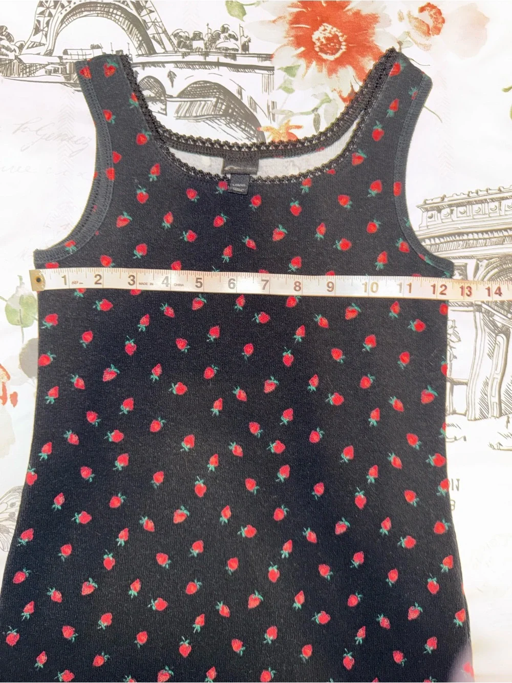 Art Class Girls Black Strawberry Print Tank Top Size L 10/12